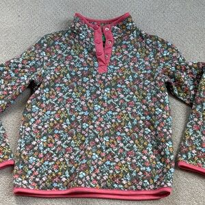 Quilted floral pullover with pink trim